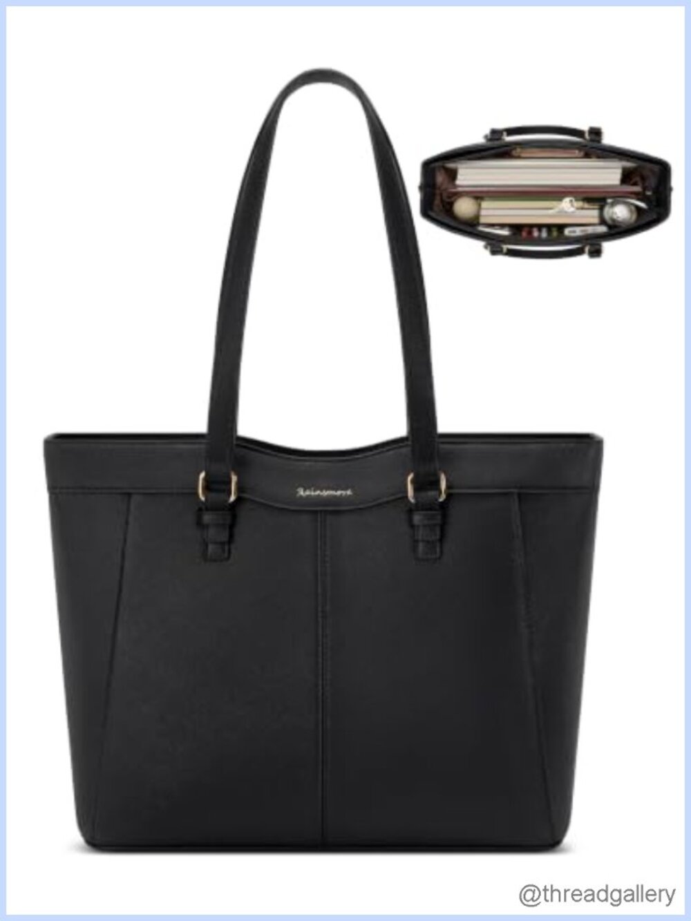 Large Waterproof PU Leather Tote Bag Structured Work Shoulder Purse Fits 14"
